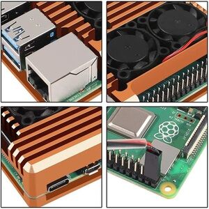Metal Case For Raspberry Pi 4 B Armor Case with Dual Cooling Fan Aluminium